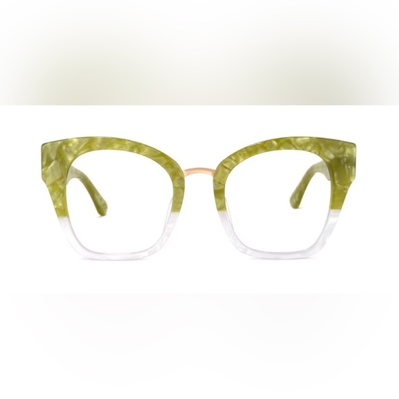 Zeelool Two Tone Green and White Large Ophthalmic Frame. - Picture 3 of 8